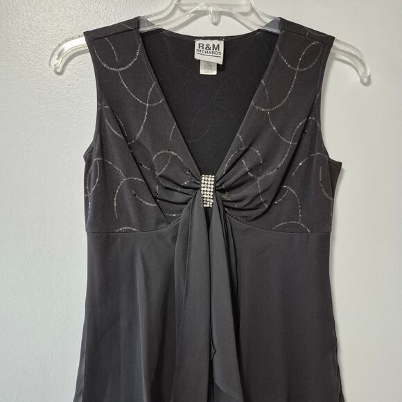 R&M Richards Womens Sleeveless Black Rhinestone Evening Dressy Party Top Size 8 - Picture 6 of 12